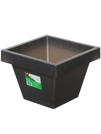Кашпо пластик, 3.8 л, 21х16 см, черный гранит, Darel, Квадро, 50709