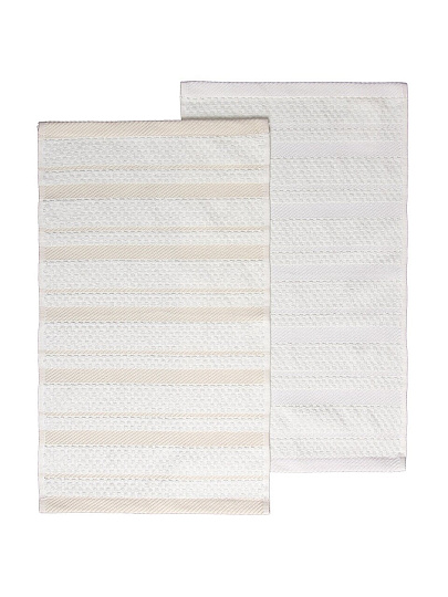 Набор полотенец кухонных 2 шт, 30х50 см, махровый, 100% хлопок, 400 г/м2, Silvano, Классика, бело-бежевый, Узбекистан