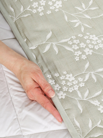 Покрывало евро, 180х200 см, 100%пэ, двустороннее, Silvano, Азалия, серо-зеленое