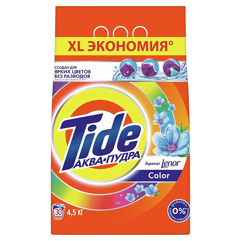 Стиральный порошок Tide, 4.5 кг, автомат, для цветного белья, Color с ароматом Lenor