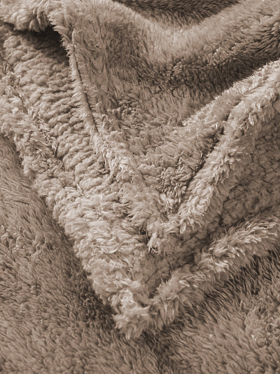 Плед евро, 200х220 см, велсофт жаккард, 100% полиэстер, Silvano, Шерпа, бежевый, BARRO 3