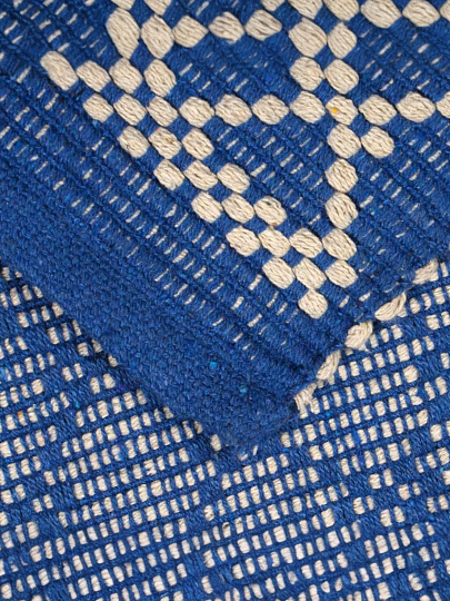 Коврик грязезащитный, 50х80 см, прямоугольный, хлопок, толщина 5 мм, ручного плетения, синий, Sindbad, 51491