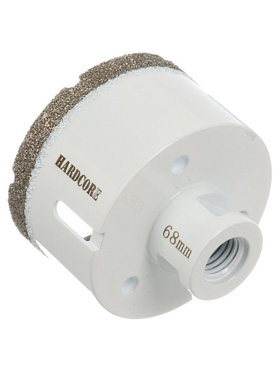 Коронка алмазная, по керамограниту, Hardcore, М14, диаметр 68 мм, для УШМ, 155068