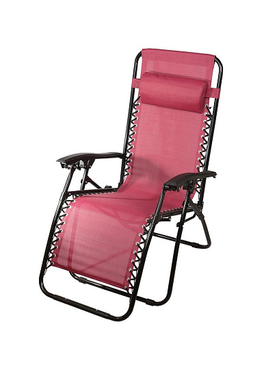 Шезлонг пляжный складной, металл, 165х65х112 см, 100 кг, 2 положения спинки, бордовый, двойн. плетение, Green Days, YTLC013B