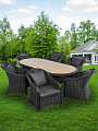 Мебель садовая Green Days, стол, 210х100х75 см, 6 кресел, подушка черная, CYH1830W-2-drk