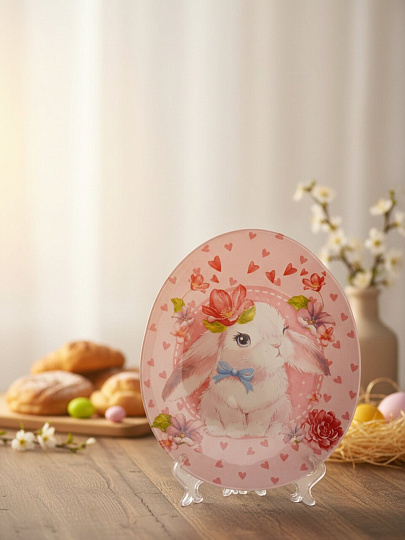 Подставка для яиц, стекло, 24х20.6х1.8 см, 10 ячеек, Пасха. Цветочный зайка, 7258268
