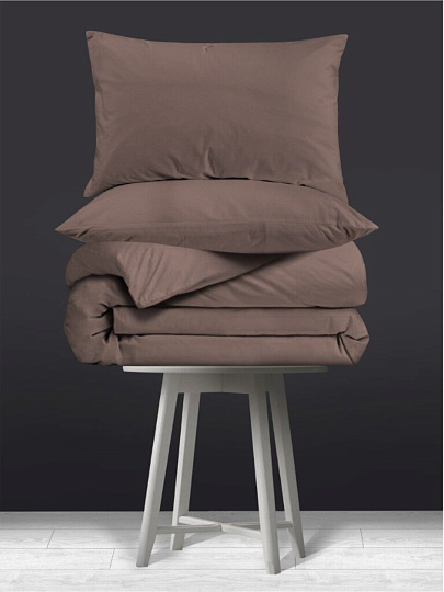 Постельное белье 2-спальное, простыня 200х216 см, 2 наволочки 50х70 см, пододеяльник 175х215 см, Silvano, поплин, Мокка