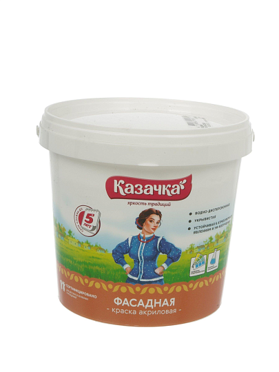 Краска водно-дисперсионная, Казачка, F-20, акриловая, фасадная, матовая, 1.4 кг
