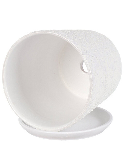 Горшок керамика, 1.5 л, 15х15.5 см, белый, Лава №3, 010273