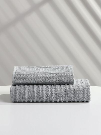 Полотенце банное 50х80 см, 100% хлопок, 450 г/м2, Рельеф, Bravo, светло-серое, Узбекистан, м7807_32