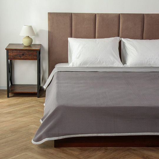 Плед евро, 200х230 см, 100% хлопок, Silvano, Палермо, серо-белый, A120045