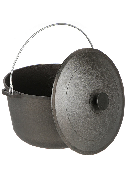 Казан чугун, 10 л, с крышкой, крышка чугун, с дужкой, Гардарика, 1510-3
