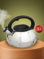 Чайник нержавеющая сталь, 3 л, со свистком, зеркальный, ручка с силиконовым покрытием, Daniks, DSC-8796 - фото 6