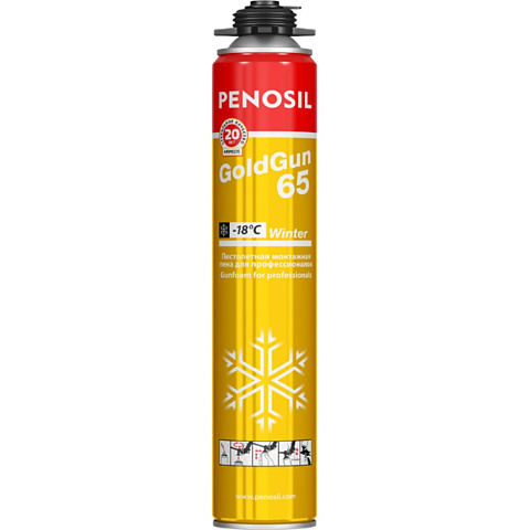 Пена монтажная Penosil, GoldGun, профессиональная, 65 л, 875 мл, зимняя, A1253Z