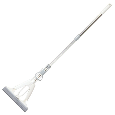 Швабра МОП ПВА, 120х27 см, серая, с отжимом, телескопическая ручка, А0174
