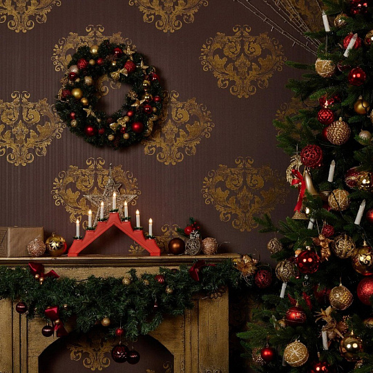 Подсвечник декоративный пластик, 41х29.5 см, красный, Uniel, 7 миниламп, белый свет, UL-00007387