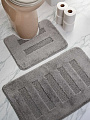 Комплект ковриков для ванной, антискользящий, 2 шт, 0.5х0.8, 0.4х0.5 м, 20 мм, серый, Aqua-Prime, Melany