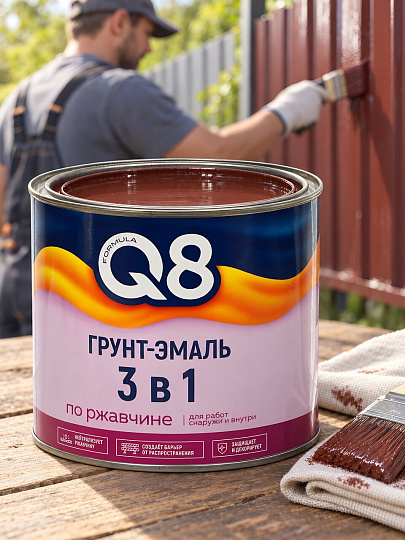 Грунт-эмаль Formula Q8, по ржавчине, алкидная, красно-коричневая, 1.8 кг