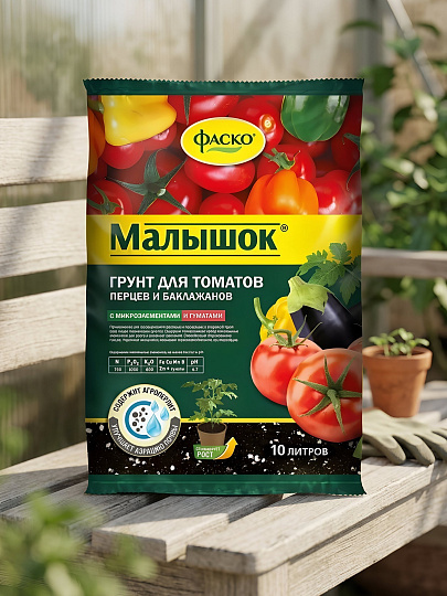 Грунт Малышок, для томатов и перцев, 10 л, Фаско