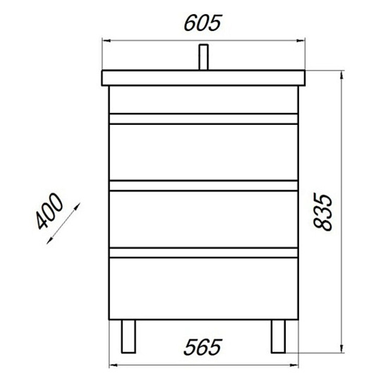 Тумба ЯМебель, Модерн, 60 см, 3 ящика, Калипсо 60, дуб бардолино