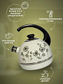 Чайник сталь, эмалированное покрытие, 3.5 л, со свистком, ручка консольная, Рубин, Черная космея, белый, T04/35/03/41 - фото 3