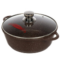 Жаровня алюминий, 3.5 л, антипригарное покрытие, Горница, Шоколад, ж6126аш, с крышкой - фото 2
