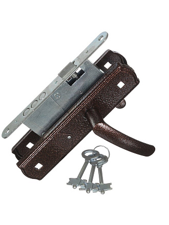 Замок врезной Avers, ЗВ9-4-1-4, 20749, ручка в комплекте, сувальдный, медный