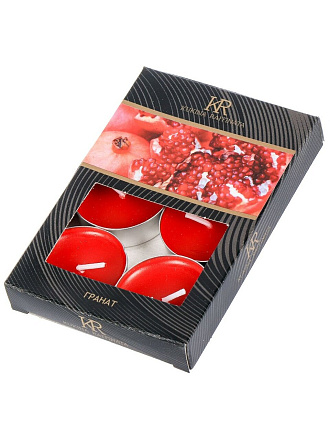 Свеча ароматическая, 1.2х3.8 см, чайная, 6 шт, Kukina Raffinata, Гранат, малая, в коробке, 202916