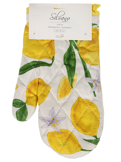 Прихватка-варежка, 26х18 см, 100% хлопок, лимоны, Узб-н