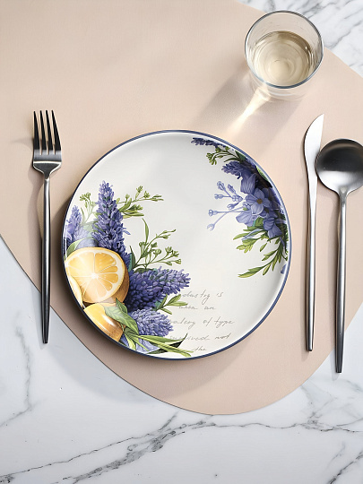Тарелка доломит, 21х21х2.3 см, круглая, Лаванда, Daniks