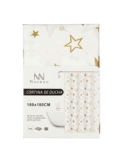 Штора для ванн 180х180 см, Peva, Naonao, золотой принт, A310135