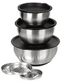 Набор мисок нержавеющая сталь, круглый, 3 шт, 16, 20, 24 см, с крышкой, с набором тёрок, Y4-11665 - фото 3