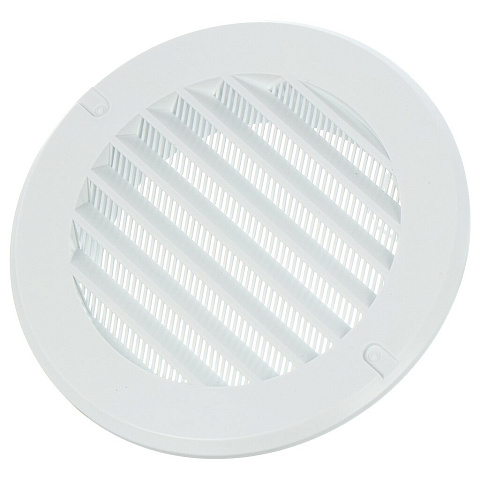 Решетка вентиляционная ABS пластик, установочный диаметр 100 мм, с сеткой, круглая, с фланцем d100, белая, Event, РК100с
