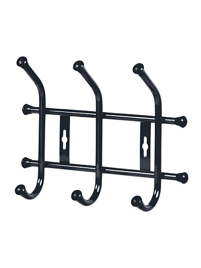 Вешалка настенная 3 крючка, настенная, 8.5х28х21.5 см, металл, Nika, ВНТ3, черная