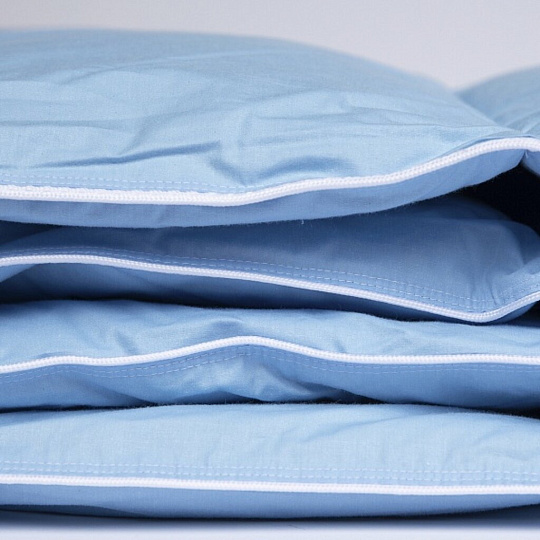 Одеяло 1.5-спальное, 140х205 см, Классика, пух 90% + перо 10%, всесезонное, чехол хлопок, кант, Kariguz