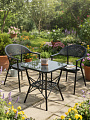 Мебель садовая черная, стол 58х58х65 см, 2 стула 55х58х78 см, C010204