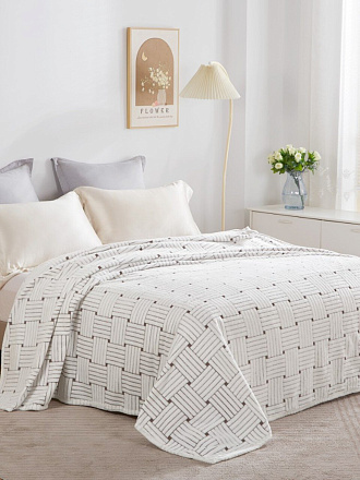 Плед 2-спальный, 180х200 см, велсофт жаккард, 100% полиэстер, Silvano, Плетение, 180/287-VLR/LA