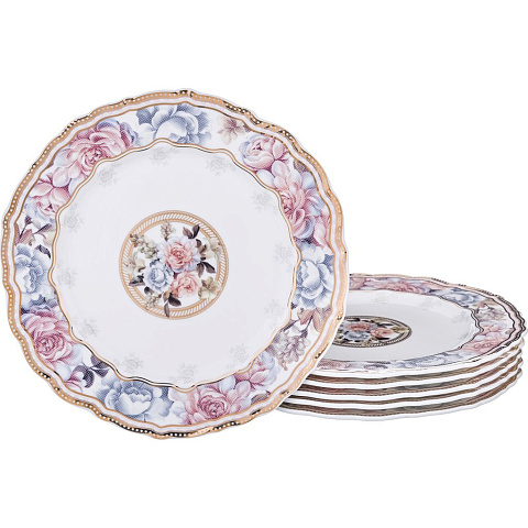 Набор тарелок десертных из 6 шт. пудровый шлейф диаметр: 20,5 см, 586-347