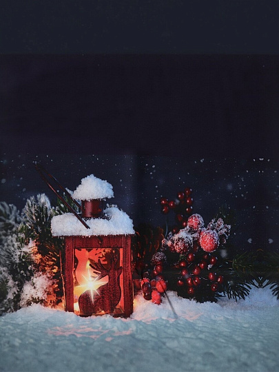 Скатерть 145х180 см, 100% хлопок, 200 г/м2, Новогодний фонарик, синяя