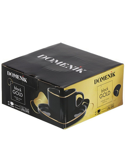 Чайная пара фарфор, 2 предмета, на 1 персону, 200 мл, Domenik, Black Gold, DM3015, подарочная упаковка