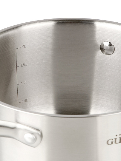 Кастрюля нержавеющая сталь, 2.2 л, крышка стекло, Катунь, Nord, GR01-D-18, индукция