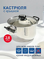 Кастрюля нержавеющая сталь, 2.8 л, крышка стекло, DNN1, SD-A19-18/SD-A19-6-18