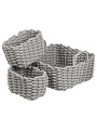 Набор плетеных корзин 3 шт, прямоугольный, плетеный, хлопок, серый, 34х28х15см, 21х14х13см, МП, Y4-8937 - фото 2