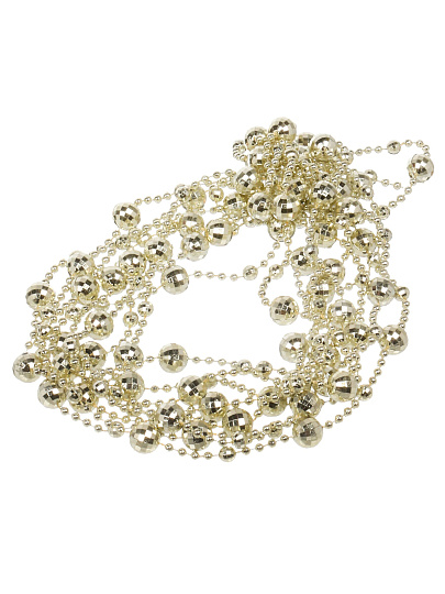 Бусы новогодние пластик, 1.4х500 см, круглые, шампань, SY18ZL-86 CS