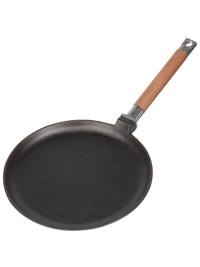 Блинница чугун, 24 см, Гардарика, 0824, съемная ручка, деревянная ручка, индукция