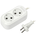 Удлинитель бытовой 2 гнезда, 2 м, ПВС, 2х1 мм², без заземления, Smartbuy, SBE-10-2-02-N