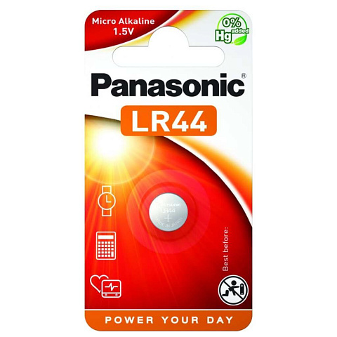 Батарейка Panasonic, LR44 (357A, G13), алкалиновая, 1.5 В, блистер, 7478