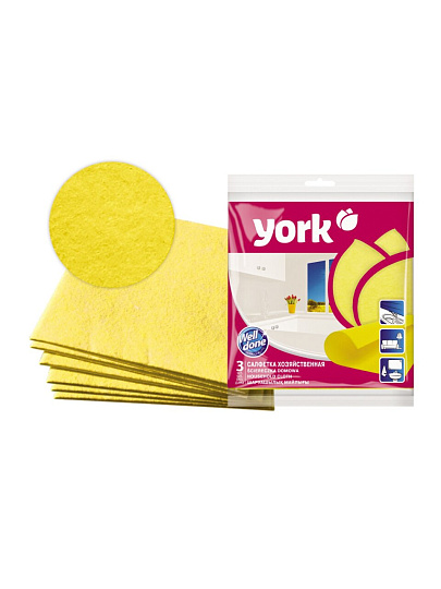 Салфетка бытовая вискоза, 35 х 35 см, 3 шт, York, Домова, 2001/G0051