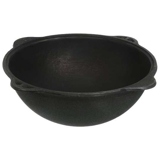 Казан узбекский чугун, 10 л, DavrMetall, с крышкой, крышка алюминий, круглое дно, Гурман