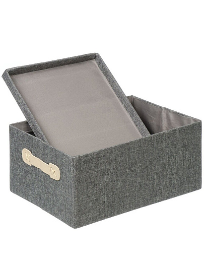 Кофр для хранения, 1 секция, с крышкой, складной, 36х26х16 см, с ручкой, серый, A290122